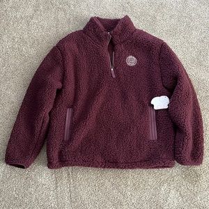 Ivory Ella eggplant quarter zip Sherpa NWT size XL